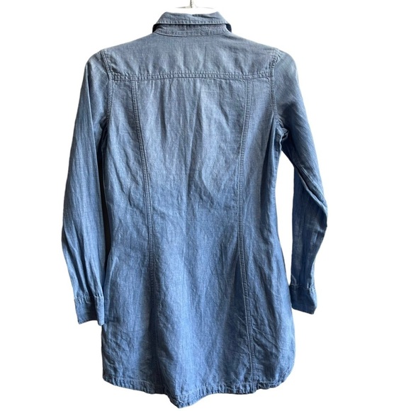 RALPH Lauren Denim Supply Blue Chambray Popover Tuck Front Dress Long Sleeve XS - Picture 2 of 8